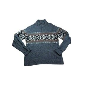 Y2K Eddie Bauer Mens Size Large Tall 1/4 Zip Pullover Aztec Geometric Sweater LT